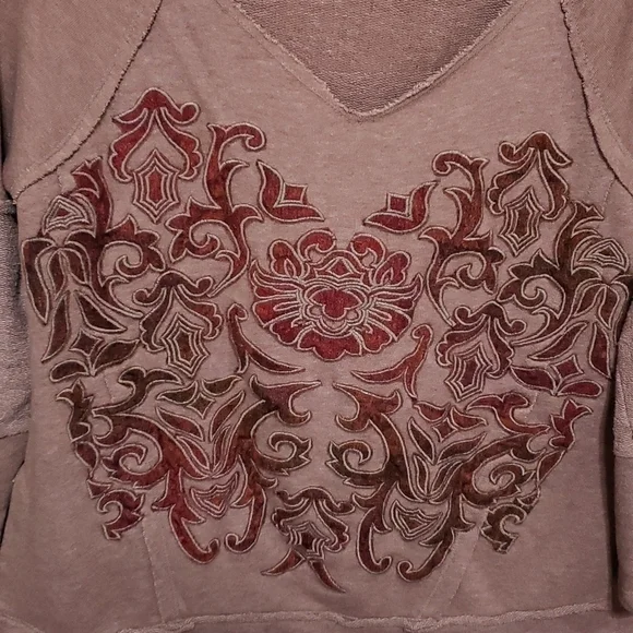 Soft Surroundings Patchwork Pullover Sweater, Color brown Velvet Size XS - Picture 2 of 14